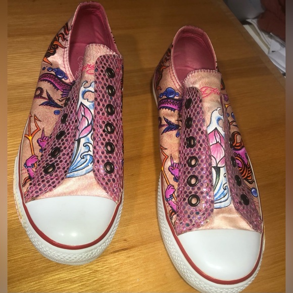 Don Ed Hardy Pink Slip On Laceless Sneaker Size 8 Women’s - Picture 13 of 13